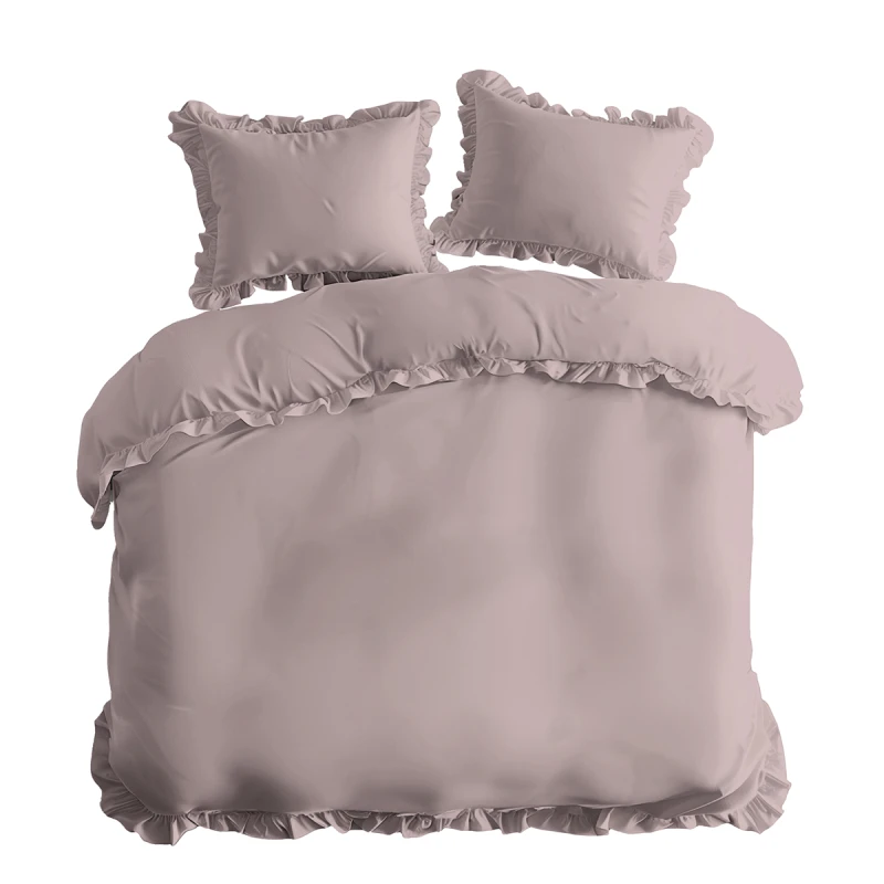 Pościel Bawełniana Pure z Falbaną 160x200 Różowa