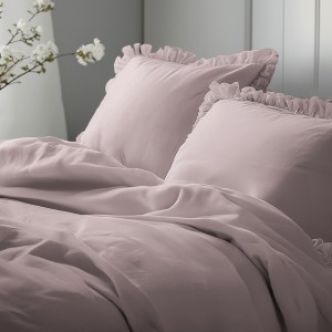 Pościel Bawełniana Pure z Falbaną 220x200 Różowa