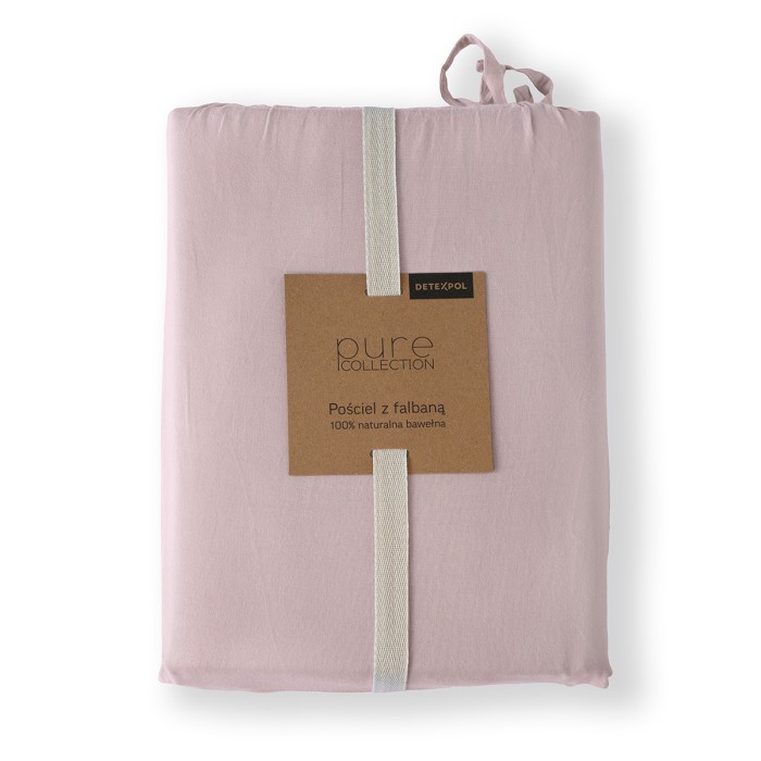 Pościel Bawełniana Pure z Falbaną 220x200 Różowa