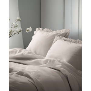 Pościel Bawełniana Pure z Falbaną 160x200 Beżowa