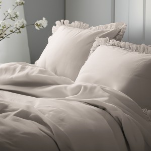 Pościel Bawełniana Pure z Falbaną 160x200 Beżowa