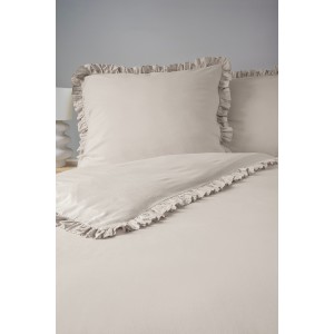 Pościel Bawełniana Pure z Falbaną 160x200 Beżowa