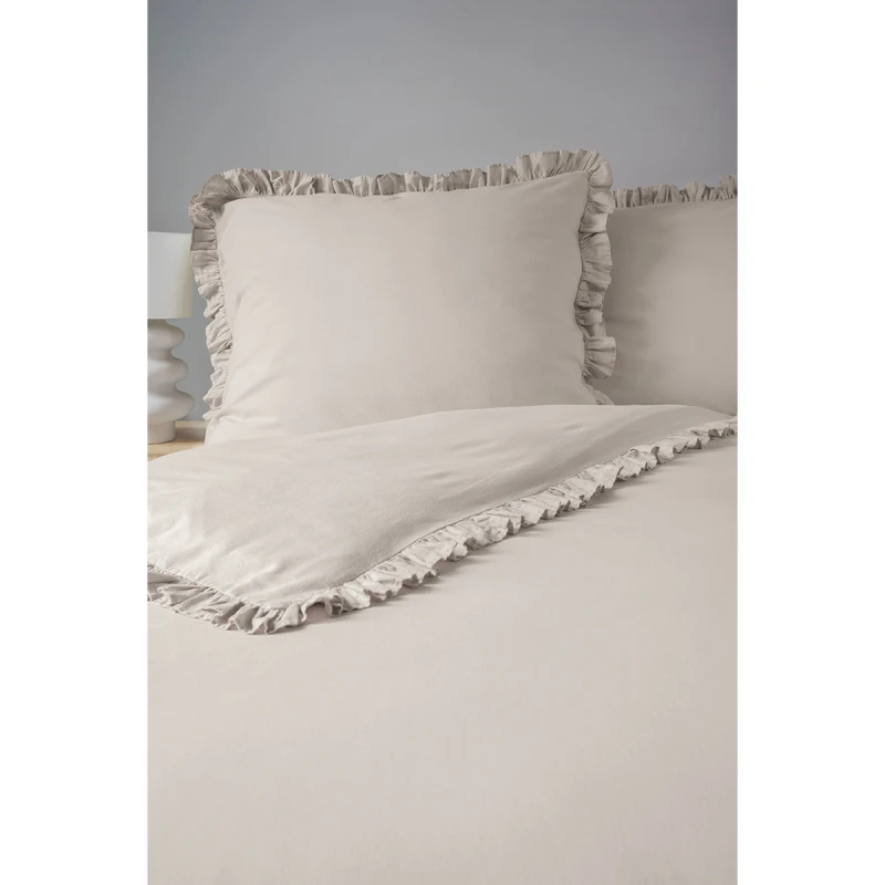 Pościel Bawełniana Pure z Falbaną 160x200 Beżowa