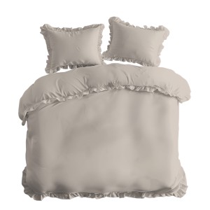 Pościel Bawełniana Pure z Falbaną 160x200 Beżowa