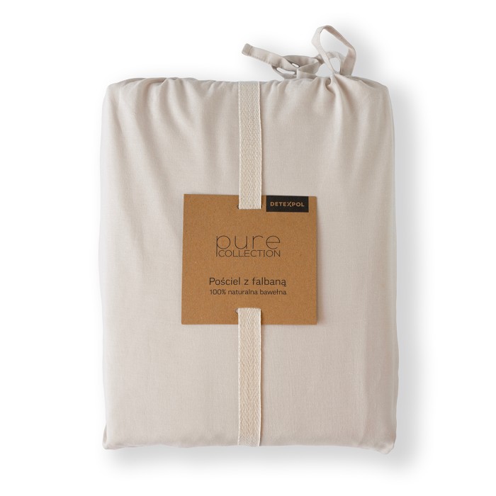 Pościel Bawełniana Pure z Falbaną 160x200 Beżowa