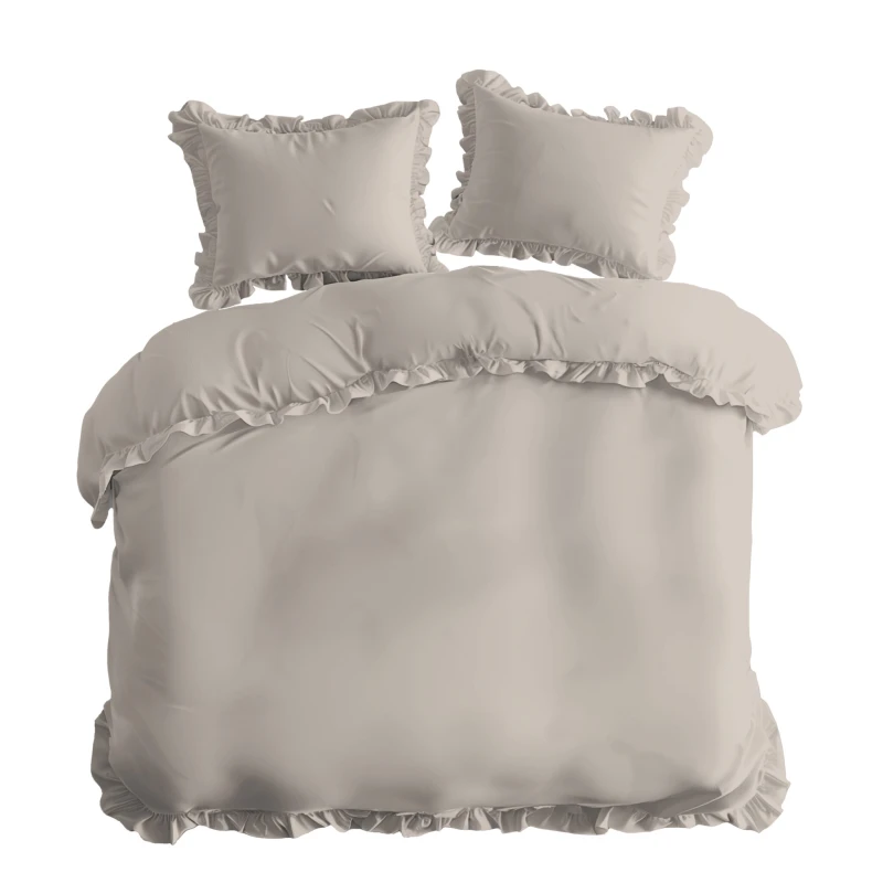 Pościel Bawełniana Pure z Falbaną 220x200 Beżowa