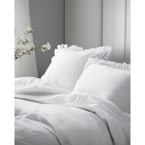 Pościel Bawełniana Pure z Falbaną 220x200 Biała