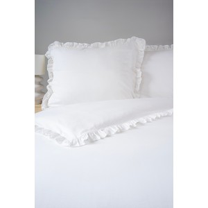 Pościel Bawełniana Pure z Falbaną 220x200 Biała