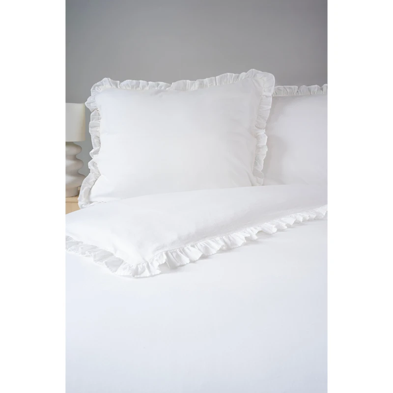 Pościel Bawełniana Pure z Falbaną 220x200 Biała