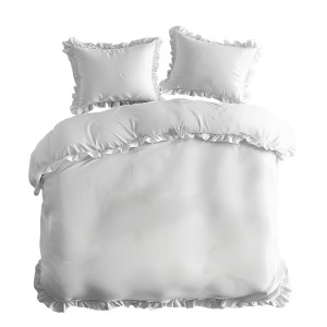 Pościel Bawełniana Pure z Falbaną 220x200 Biała