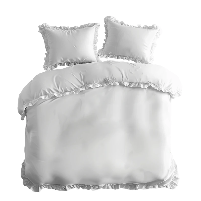 Pościel Bawełniana Pure z Falbaną 220x200 Biała