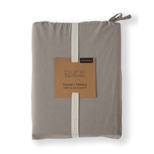 Pościel Bawełniana Pure z Falbaną 160x200 Ciepły Szary