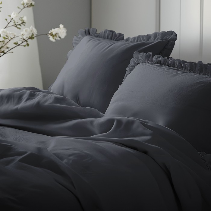 Pościel Bawełniana Pure z Falbaną 160x200 Grafit