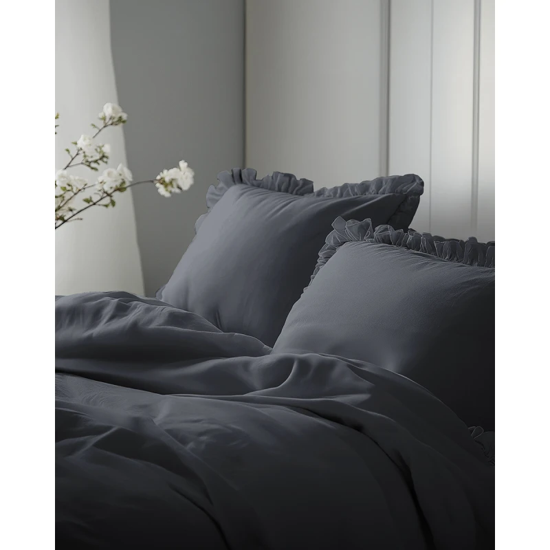 Pościel Bawełniana Pure z Falbaną 220x200 Grafit