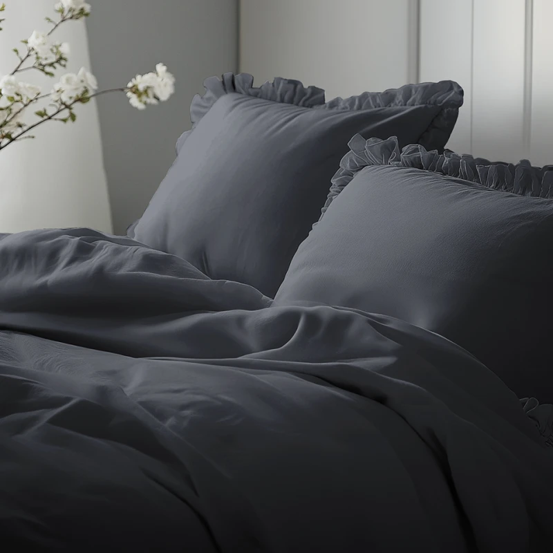 Pościel Bawełniana Pure z Falbaną 220x200 Grafit