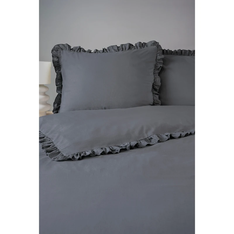 Pościel Bawełniana Pure z Falbaną 220x200 Grafit