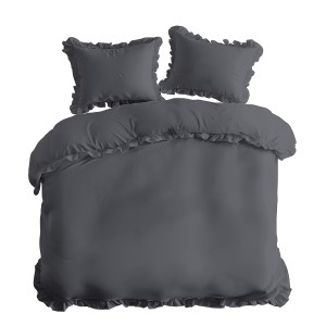 Pościel Bawełniana Pure z Falbaną 220x200 Grafit