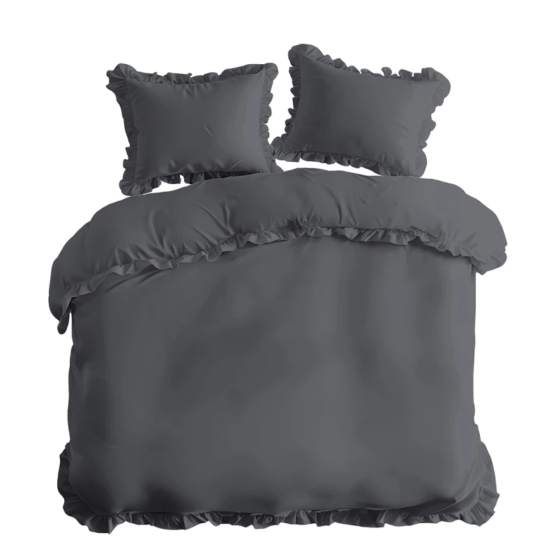 Pościel Bawełniana Pure z Falbaną 220x200 Grafit