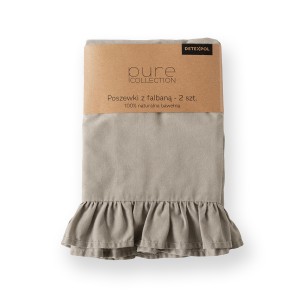 Komplet Poszewek Bawełna Pure z Falbaną 40x40 Taupe 2szt.