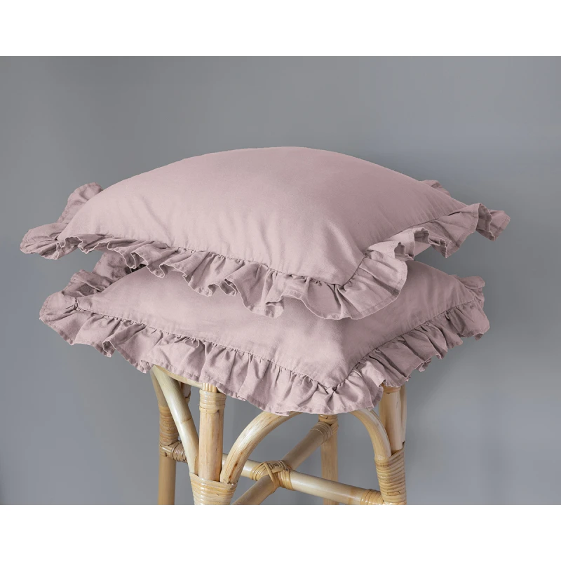 Komplet Poszewek Bawełna Pure z Falbaną 40x40 Róż 2szt.