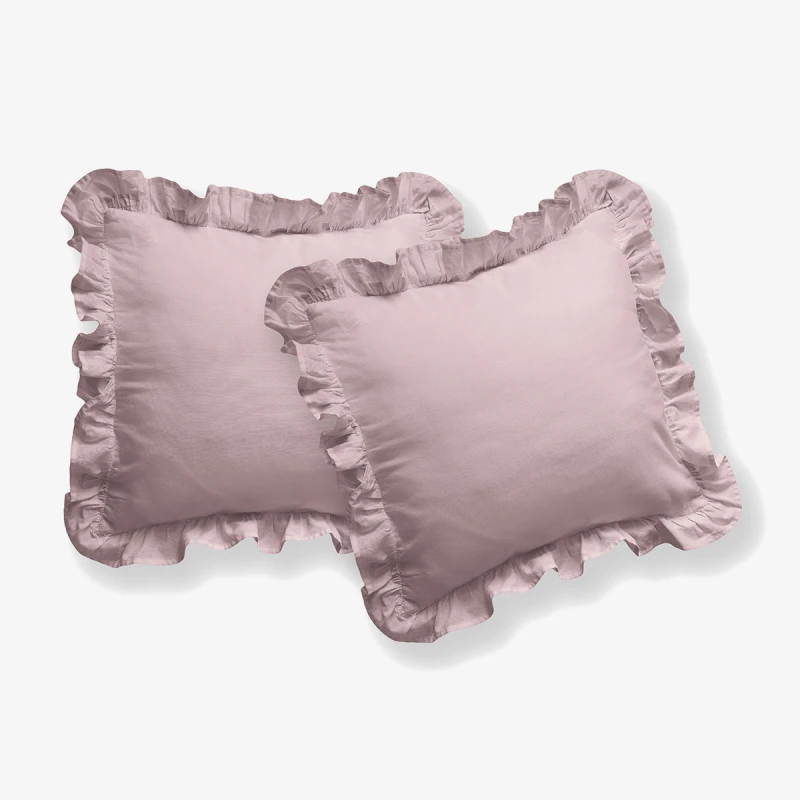 Komplet Poszewek Bawełna Pure z Falbaną 40x40 Róż 2szt.