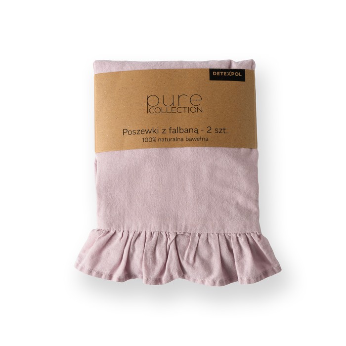 Komplet Poszewek Bawełna Pure z Falbaną 40x40 Róż 2szt.