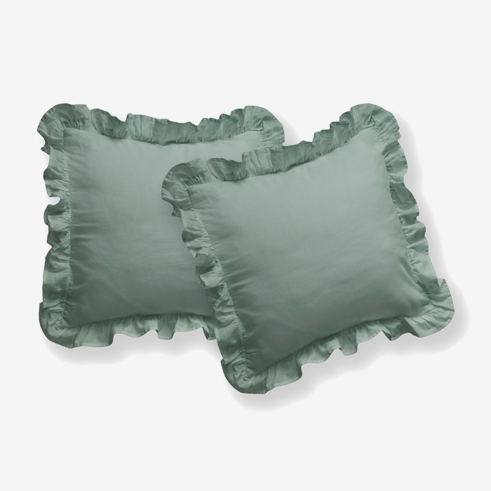 Komplet Poszewek Bawełna Pure z Falbaną 40x40 Szałwia 2szt.