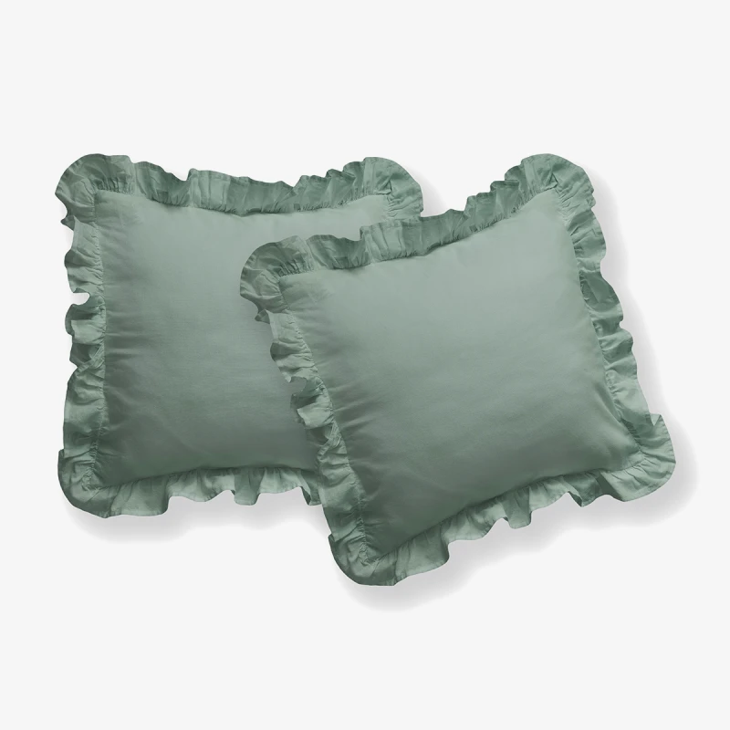 Komplet Poszewek Bawełna Pure z Falbaną 40x40 Szałwia 2szt.