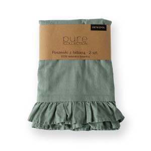 Komplet Poszewek Bawełna Pure z Falbaną 40x40 Szałwia 2szt.