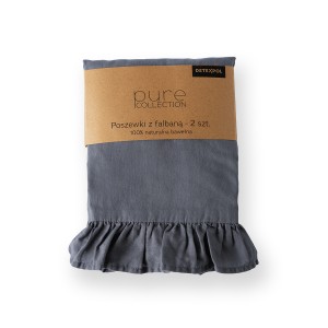 Komplet Poszewek Bawełna Pure z Falbaną 40x40 Grafit 2szt.