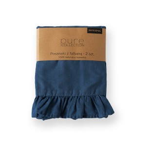 Komplet Poszewek Bawełna Pure z Falbaną 40x40 Granat 2szt.