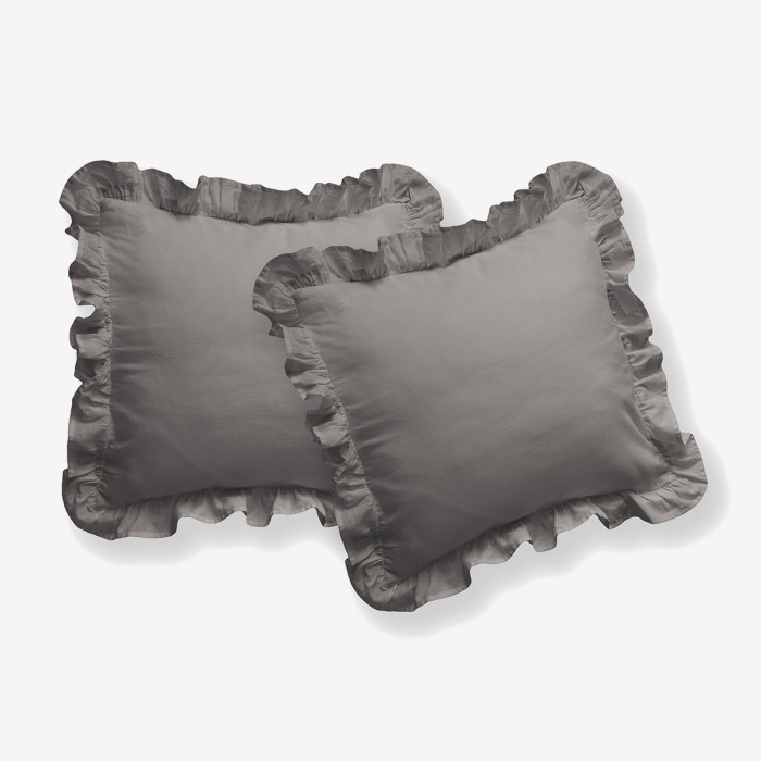 Komplet Poszewek Bawełna Pure z Falbaną 40x40 Ciepły Szary 2szt.