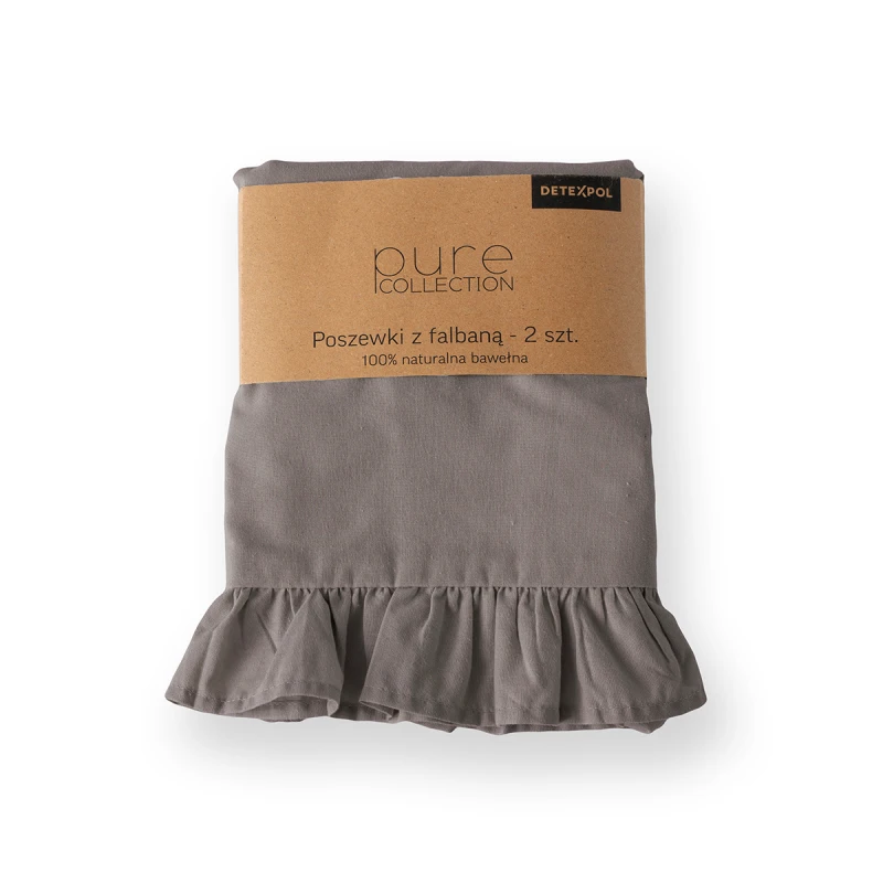 Komplet Poszewek Bawełna Pure z Falbaną 40x40 Ciepły Szary 2szt.