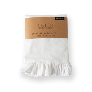 Komplet Poszewek Bawełna Pure z Falbaną 40x40 Biały 2szt.