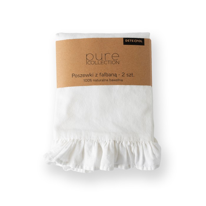 Komplet Poszewek Bawełna Pure z Falbaną 40x40 Biały 2szt.