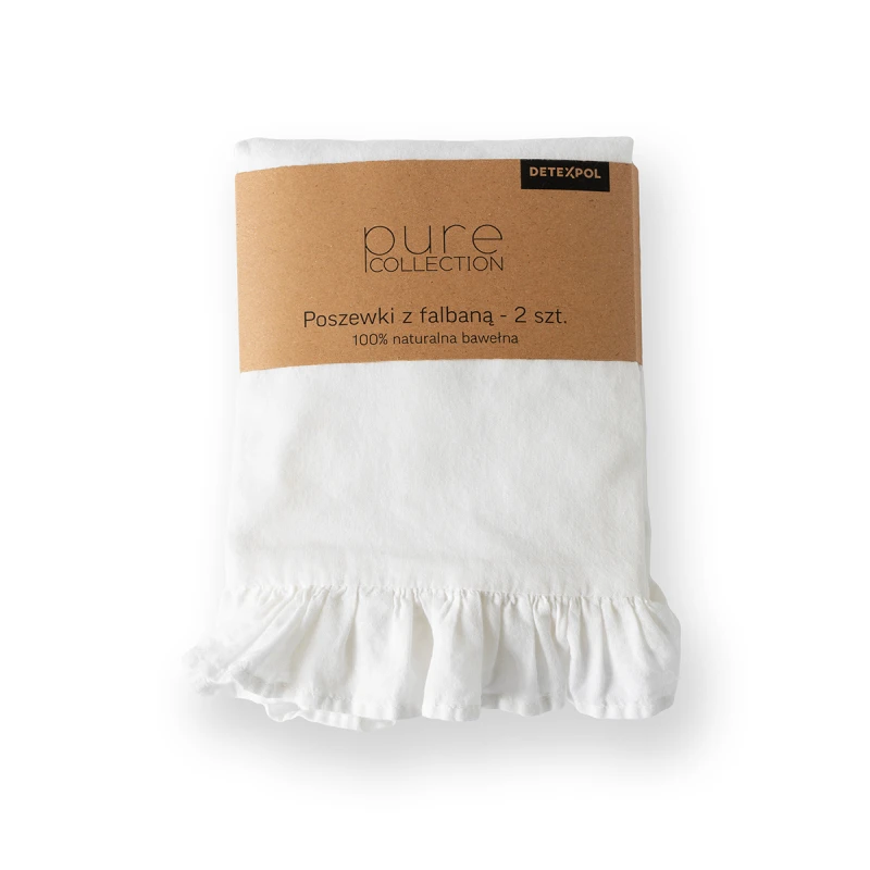 Komplet Poszewek Bawełna Pure z Falbaną 40x40 Biały 2szt.