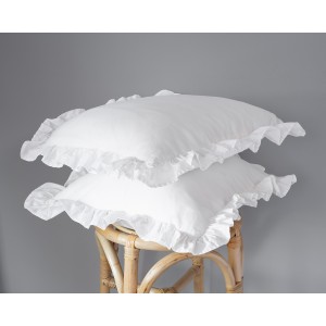 Komplet Poszewek Bawełna Pure z Falbaną 40x40 Biały 2szt.