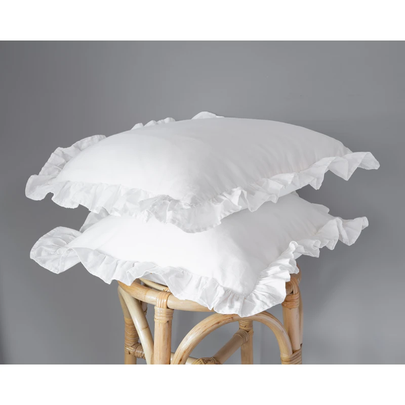 Komplet Poszewek Bawełna Pure z Falbaną 40x40 Biały 2szt.