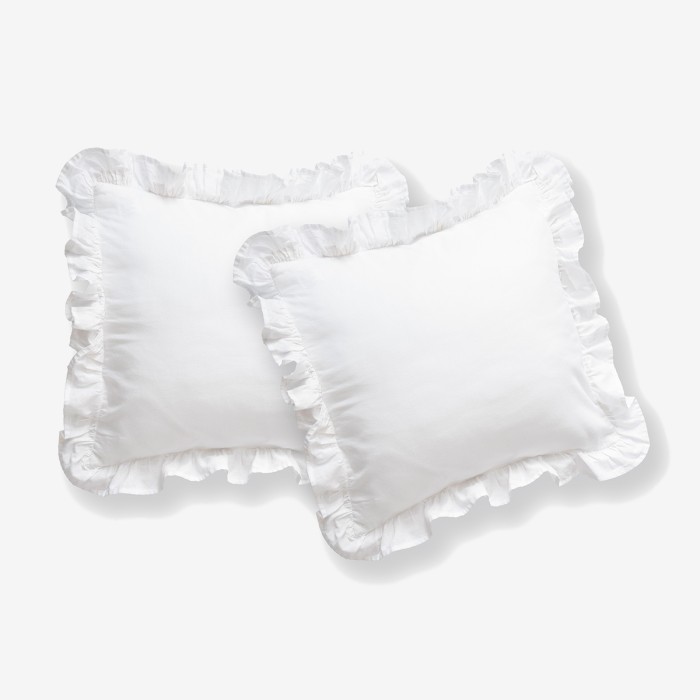 Komplet Poszewek Bawełna Pure z Falbaną 40x40 Biały 2szt.