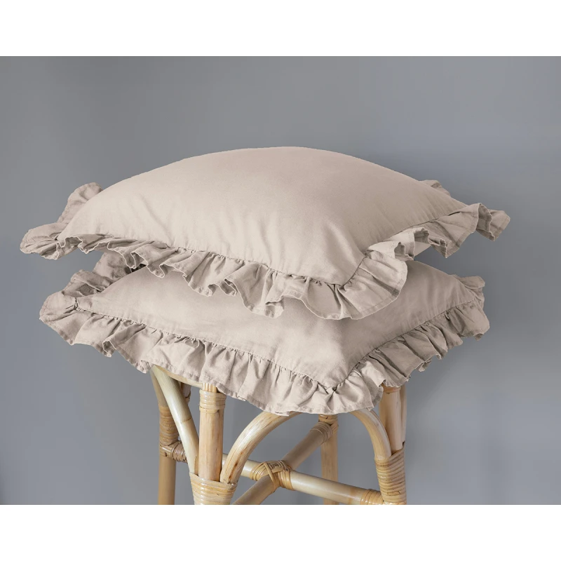 Komplet Poszewek Bawełna Pure z Falbaną 40x40 Beż 2szt.