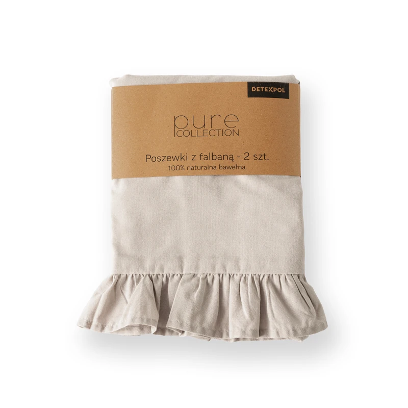 Komplet Poszewek Bawełna Pure z Falbaną 40x40 Beż 2szt.