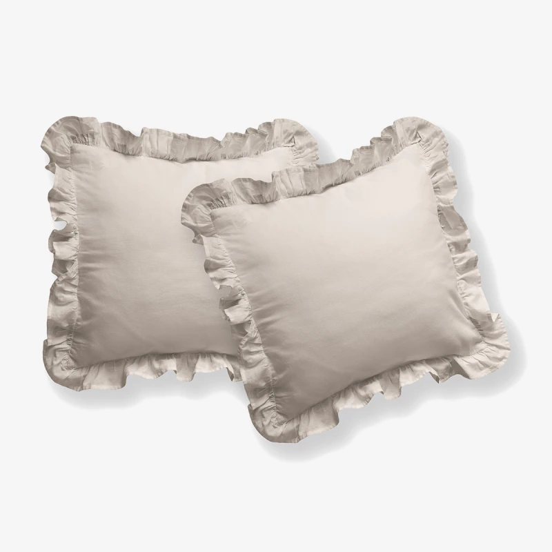 Komplet Poszewek Bawełna Pure z Falbaną 40x40 Beż 2szt.