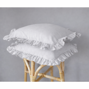 Komplet Poszewek Bawełna Pure z Falbaną 40x40 Srebrny 2szt.