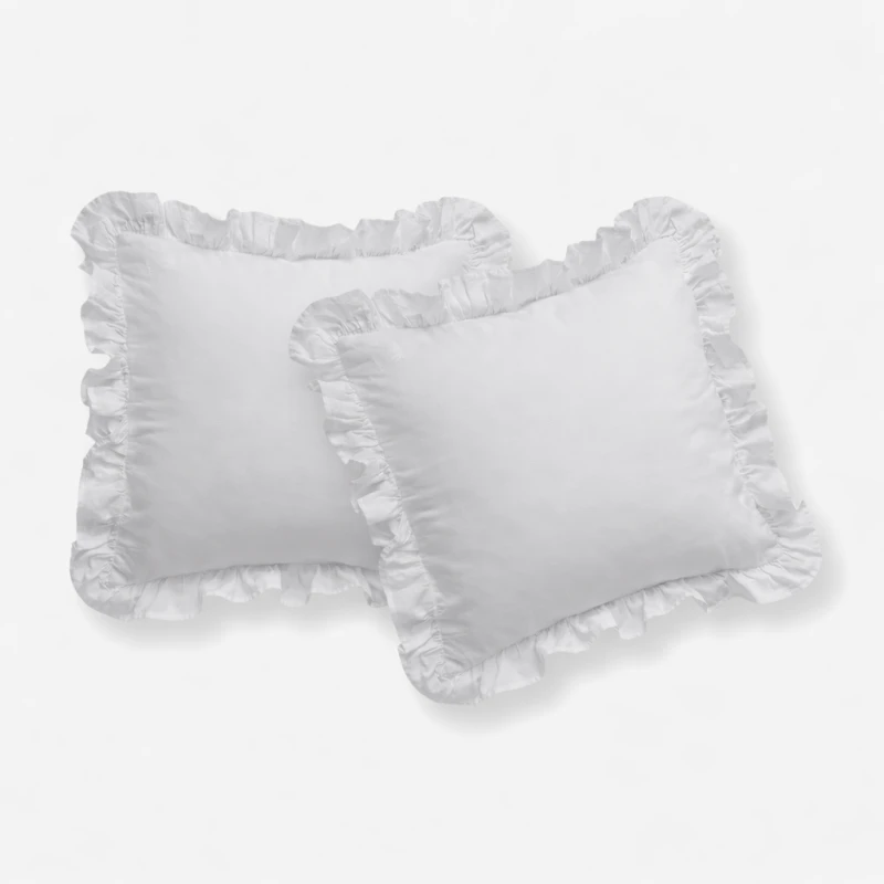 Komplet Poszewek Bawełna Pure z Falbaną 40x40 Srebrny 2szt.