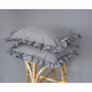 Komplet Poszewek Bawełna Pure z Falbaną 40x40 Jasny Szary 2szt.