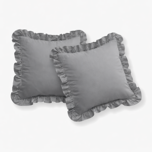 Komplet Poszewek Bawełna Pure z Falbaną 40x40 Jasny Szary 2szt.