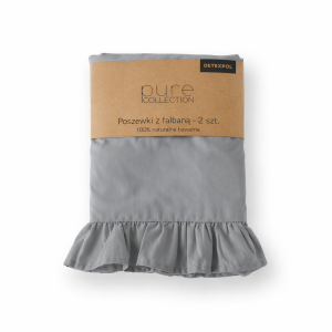 Komplet Poszewek Bawełna Pure z Falbaną 40x40 Jasny Szary 2szt.