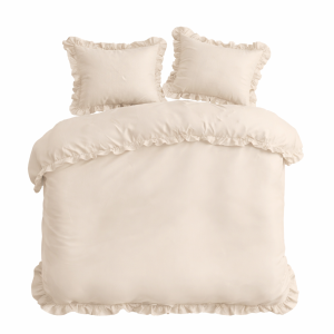 Pościel Bawełniana Pure z Falbaną 160x200 Krem