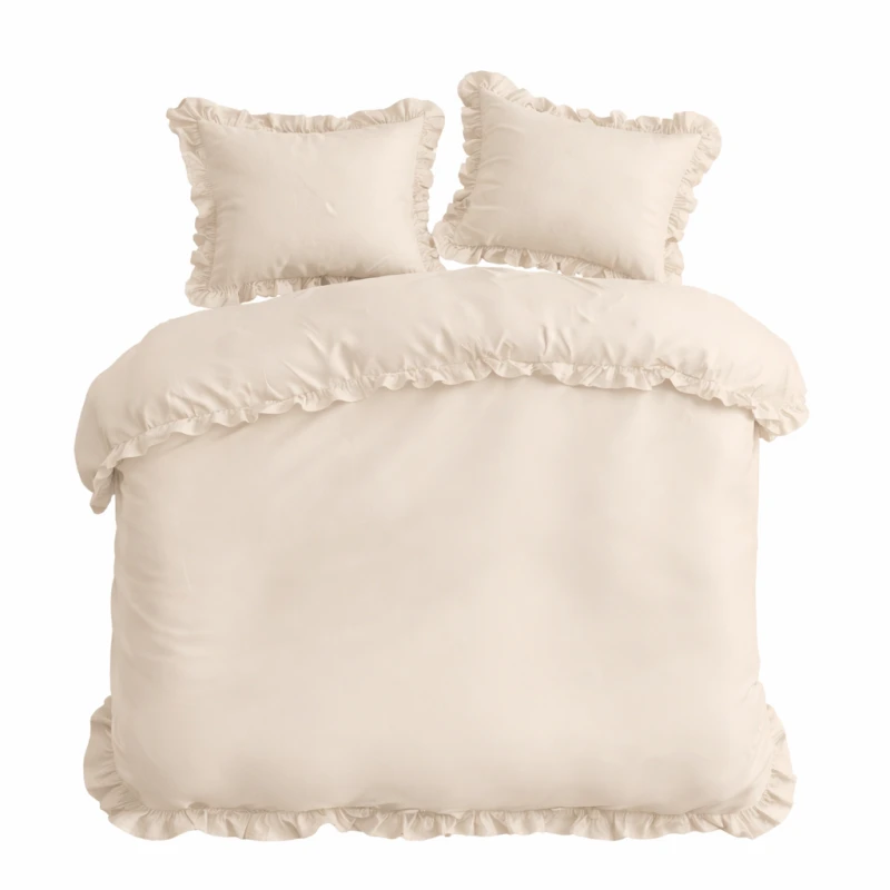 Pościel Bawełniana Pure z Falbaną 160x200 Krem