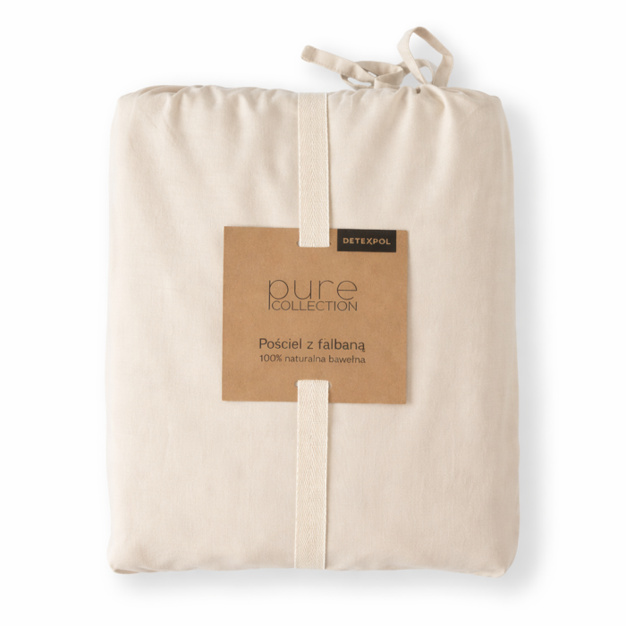 Pościel Bawełniana Pure z Falbaną 160x200 Krem